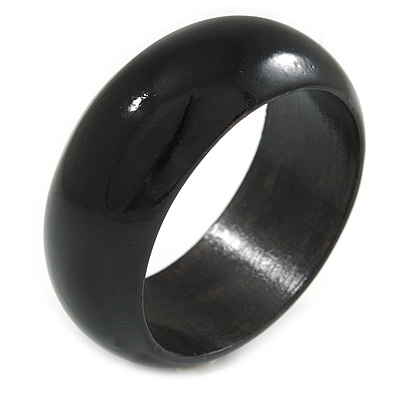 Black Wood Bangle Bracelet - Medium - up to 18cm L (Possible Natural Irregularities) - main view