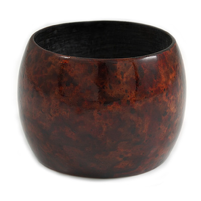 Oversized Chunky Wide Wood Bangle in Brown - main view