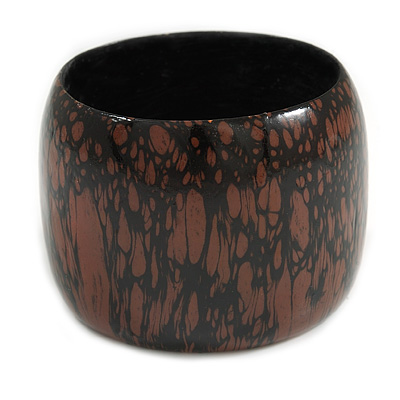 Oversized Chunky Wide Wood Bangle in Brown/ Black - main view