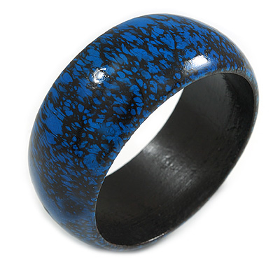 Blue/ Black Wood Bangle Bracelet - main view