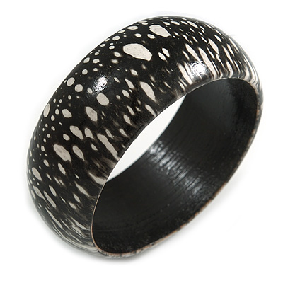 Black/ White Wood Bangle Bracelet - main view