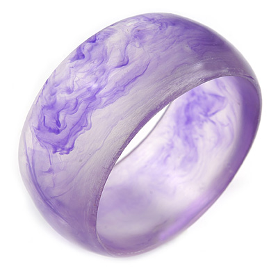 Off Round Abstract Watery Purple Acrylic Bangle Bracelet - Medium Size - main view