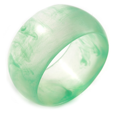 Off Round Abstract Watery Green Acrylic Bangle Bracelet - Medium Size - main view