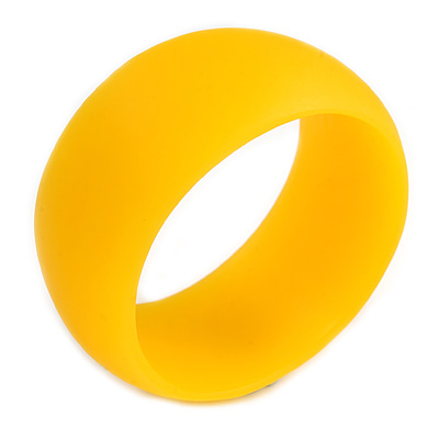 Off Round Acrylic Bangle Bracelet In Yellow Matte Finish - Medium Size