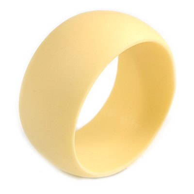 Off Round Acrylic Bangle Bracelet In Cream Matte Finish - Medium Size - main view