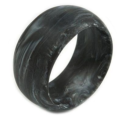 Off Round Blurred Black/ White Acrylic Bangle Bracelet Matte Finish - Medium Size