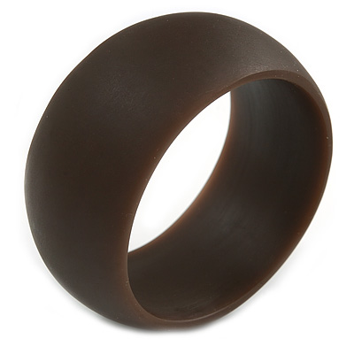Off Round Acrylic Bangle Bracelet In Brown Matte Finish - Medium Size