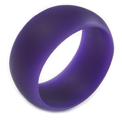 Off Round Acrylic Bangle Bracelet In Purple Matte Finish - Medium Size
