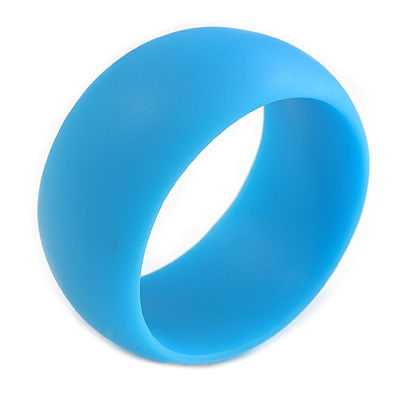 Off Round Acrylic Bangle Bracelet In Light Blue Matte Finish - Medium Size - main view