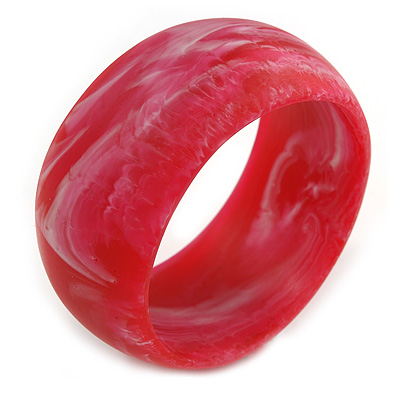 Off Round Blurred Red/ White Acrylic Bangle Bracelet Matte Finish - Medium Size - main view