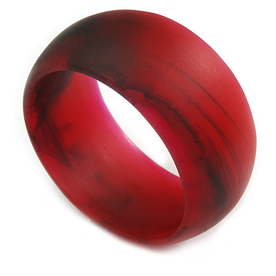 Off Round Blurred Red/ Black Acrylic Bangle Bracelet Matte Finish - Medium Size - main view