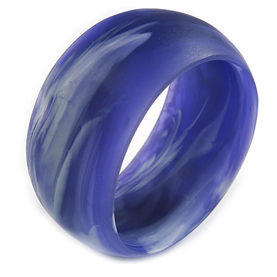 Off Round Blurred Purple/ White Acrylic Bangle Bracelet Matte Finish - Medium Size - main view
