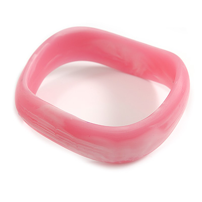 Curvy Blurred Pink/ White Acrylic Bangle Bracelet Matte Finish - Medium Size