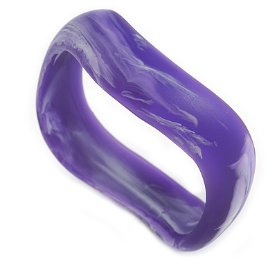 Curvy Blurred Purple/ White Acrylic Bangle Bracelet Matte Finish - Medium Size - main view