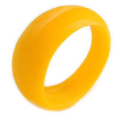 Asymmetric Blurred Yellow/ White Acrylic Bangle Bracelet Matte Finish - Medium Size - main view