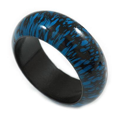 Black/ Dark Blue Wood Bangle Bracelet(Possible Natural Irregularities) Medium - main view