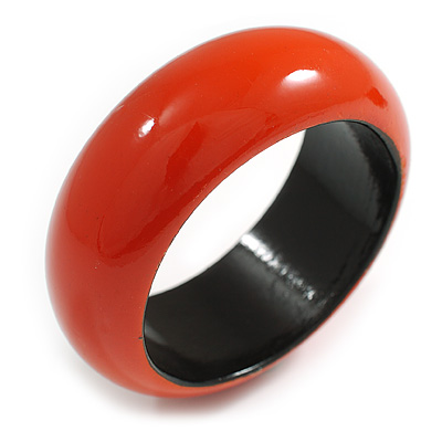 Orange Round Wooden Bangle Bracelet (Natural Irregularities) - Medium Size - main view
