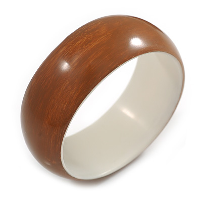 Brown Acrylic Off Round Bangle Bracelet - Medium Size - main view