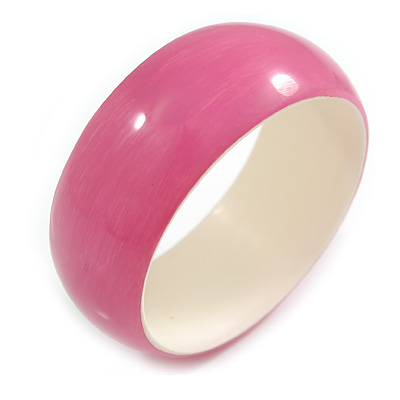 Pink Acrylic Off Round Bangle Bracelet - Medium Size - main view