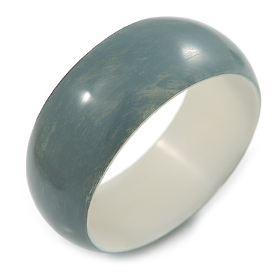 Grey Acrylic Off Round Bangle Bracelet - Medium Size - main view