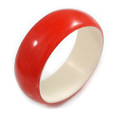 Red Acrylic Off Round Bangle Bracelet - Medium Size - main view