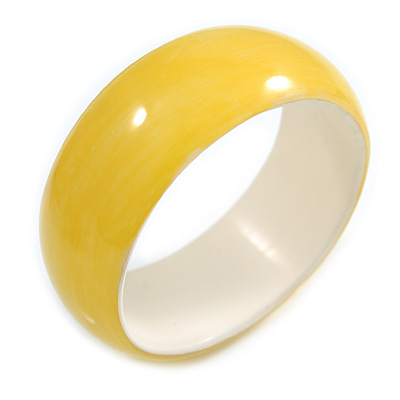 Lemon Yellow Acrylic Off Round Bangle Bracelet - Medium Size - main view