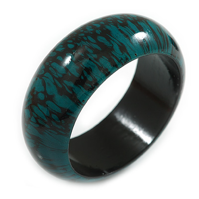 Green/Black Wood Bangle Bracelet(Possible Natural Irregularities) M/L Size - main view