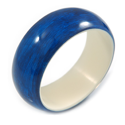 Blue Acrylic Off Round Bangle Bracelet - Medium Size