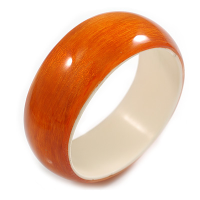 Rusty Orange Acrylic Off Round Bangle Bracelet - Medium Size - main view