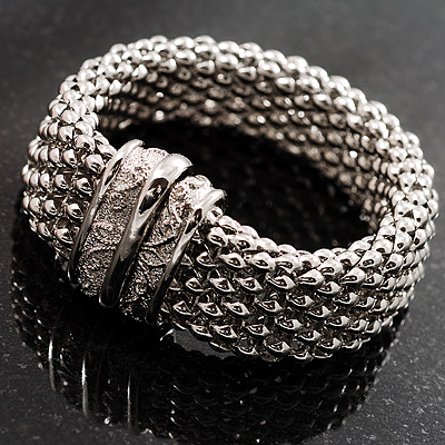 Silver Tone Wide Magnetic Fashion Bracelet - main view