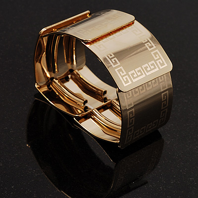 Gold Plated Geometric Square Fashion Flex Bangle Bracelet - main view