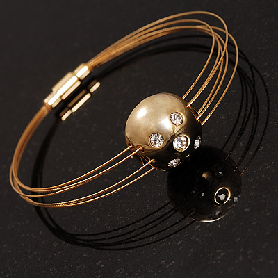 Gold Crystal Magnetic Multi Wired Costume Bracelet - main view