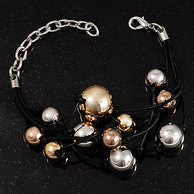 5-Strand Silver & Gold Graduated Ball Fashion Bracelet - main view