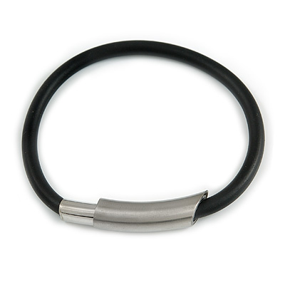 Black Rubberized Magnetic Costume Bracelet - main view
