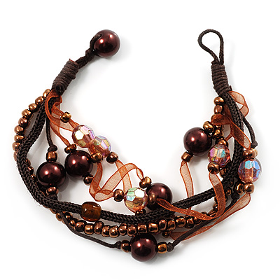 Multistrand Bead Bracelet (Brown & Chocolate) - main view
