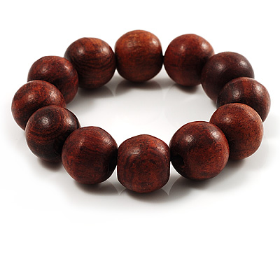 Wood Round Bead Flex Bracelet (Brown) - main view