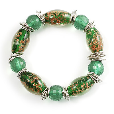 Green Glass Bead Flex Bracelet