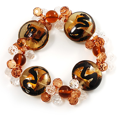 Amber Coloured Gold Foil Glass Bead Bracelet - main view