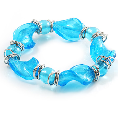 Sky Blue Twisted Flex Glass Bracelet - main view