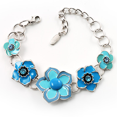 5 Blue Enamel Flower Bracelet - main view