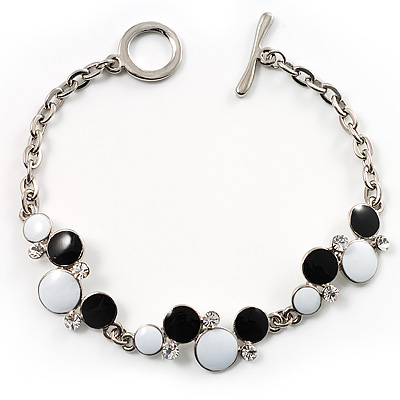 Delicate Dotted Enamel Bracelet (Black&White) - main view