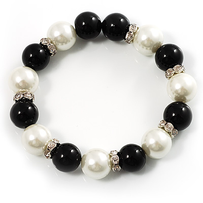 Black&White Imitation Pearl Flex Bracelet - main view