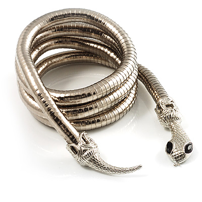 Free Bending Long Silver Snake Fashion Bracelet - main view