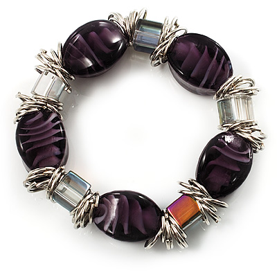 Purple Glass Bead Flex Bracelet - main view