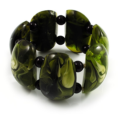 Wide Olive Green Resin Flex Bracelet - main view