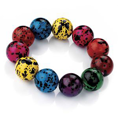 Multicoloured Spotted Ceramic Bead Stretch Bracelet - up to 18cm Length