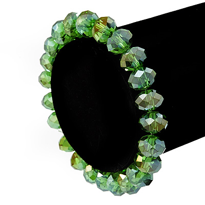 Grass Green Glass Flex Bracelet - 18cm Length - main view