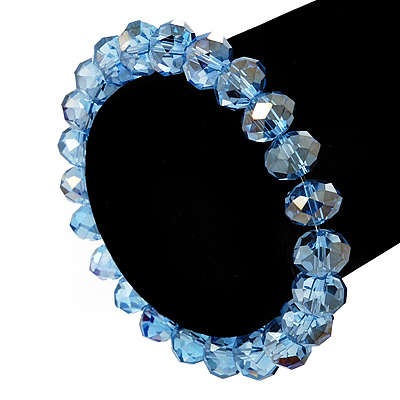 Sky Blue Glass Flex Bracelet - 18cm Length - main view