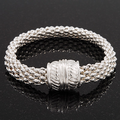 Rhodium Plated Mesh Magnetic Bracelet - up to 19cm wrist - main view