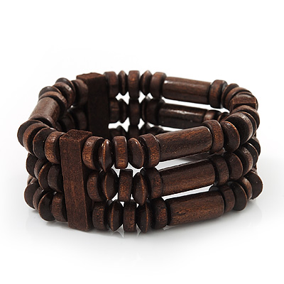 Fancy Multistrand Wood Bracelet - up to 19cm wrist